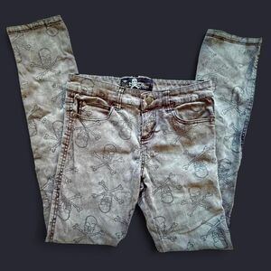 XXXRUDE Royal Bones Men's Warm Grey Crossbones Skinny Jeans 28x32